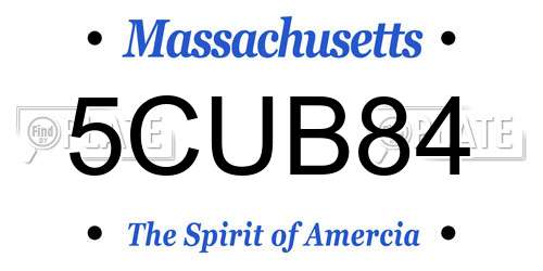 5CUB84 Massachusetts License Plate