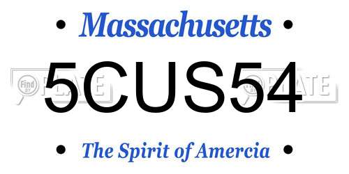 5CUS54 Massachusetts License Plate