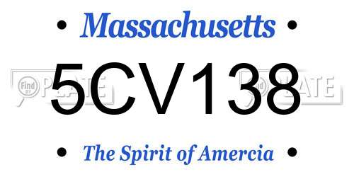 5CV138 Massachusetts License Plate