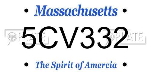 5CV332 Massachusetts License Plate