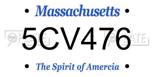 5CV476 Massachusetts License Plate