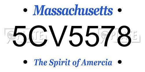 5CV5578 Massachusetts License Plate