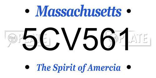 5CV561 Massachusetts License Plate
