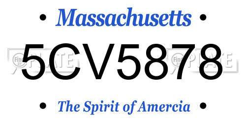 5CV5878 Massachusetts License Plate