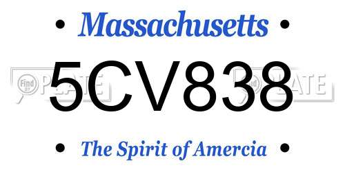 5CV838 Massachusetts License Plate