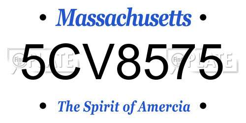 5CV8575 Massachusetts License Plate