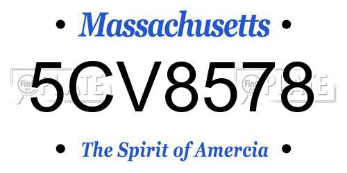 5CV8578 Massachusetts License Plate