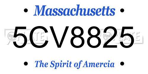5CV8825 Massachusetts License Plate