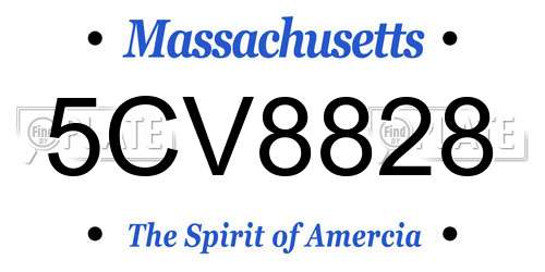 5CV8828 Massachusetts License Plate