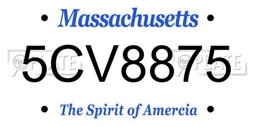 5CV8875 Massachusetts License Plate