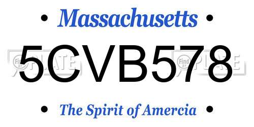 5CVB578 Massachusetts License Plate