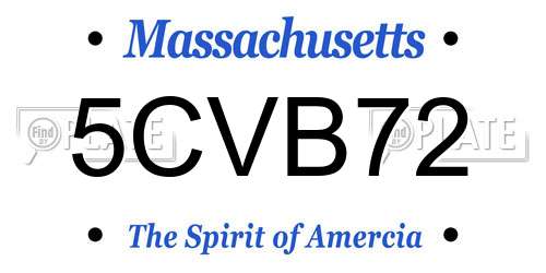 5CVB72 Massachusetts License Plate