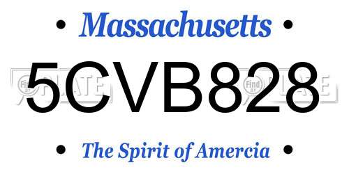 5CVB828 Massachusetts License Plate