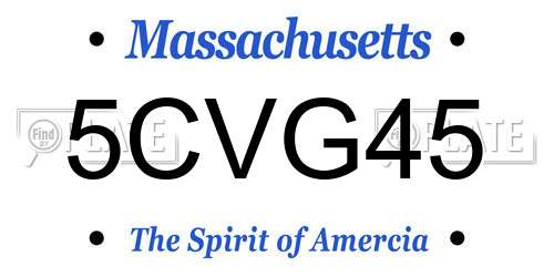 5CVG45 Massachusetts License Plate