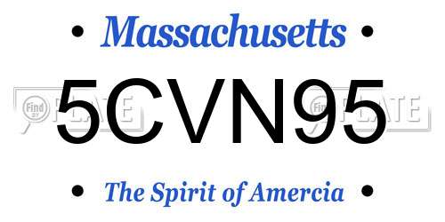 5CVN95 Massachusetts License Plate