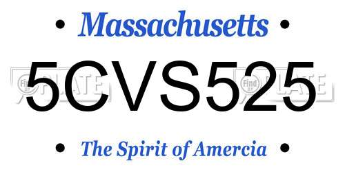 5CVS525 Massachusetts License Plate