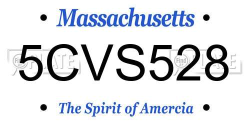 5CVS528 Massachusetts License Plate
