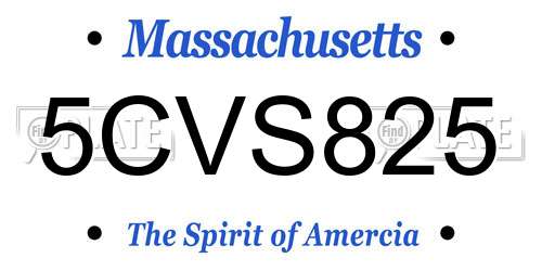 5CVS825 Massachusetts License Plate
