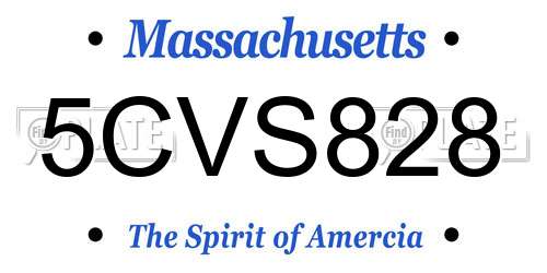 5CVS828 Massachusetts License Plate
