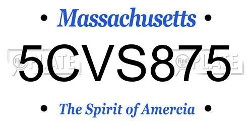 5CVS875 Massachusetts License Plate