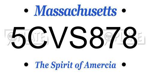 5CVS878 Massachusetts License Plate