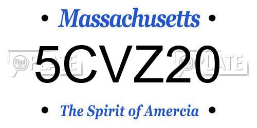 5CVZ20 Massachusetts License Plate