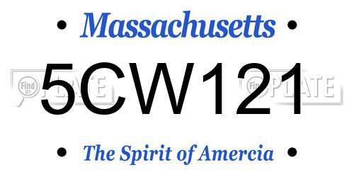 5CW121 Massachusetts License Plate
