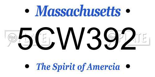 5CW392 Massachusetts License Plate