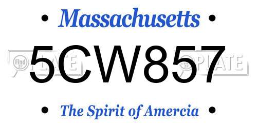 5CW857 Massachusetts License Plate
