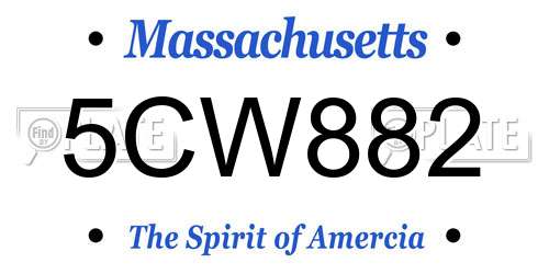 5CW882 Massachusetts License Plate