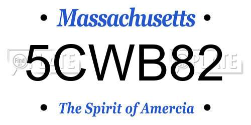 5CWB82 Massachusetts License Plate
