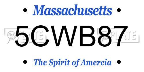 5CWB87 Massachusetts License Plate