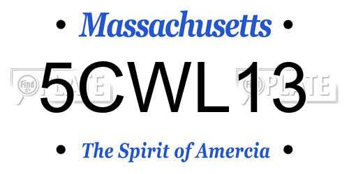 5CWL13 Massachusetts License Plate