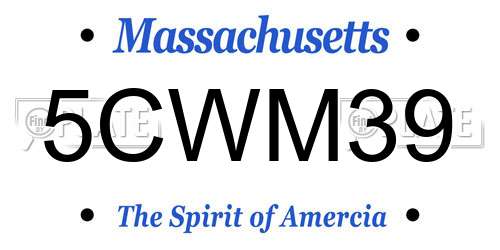 5CWM39 Massachusetts License Plate