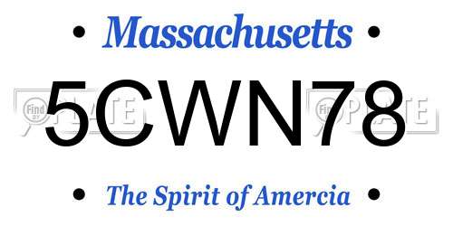 5CWN78 Massachusetts License Plate