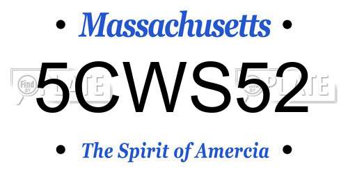 5CWS52 Massachusetts License Plate