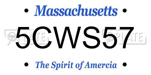 5CWS57 Massachusetts License Plate