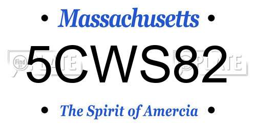 5CWS82 Massachusetts License Plate