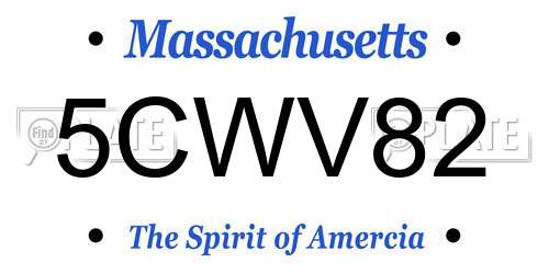 5CWV82 Massachusetts License Plate