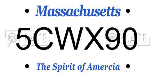 5CWX90 Massachusetts License Plate