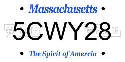5CWY28 Massachusetts License Plate