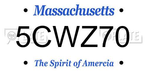 5CWZ70 Massachusetts License Plate