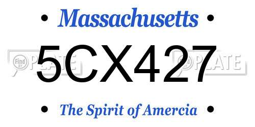 5CX427 Massachusetts License Plate