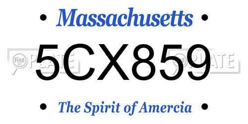 5CX859 Massachusetts License Plate