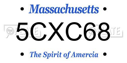 5CXC68 Massachusetts License Plate