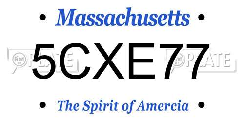 5CXE77 Massachusetts License Plate
