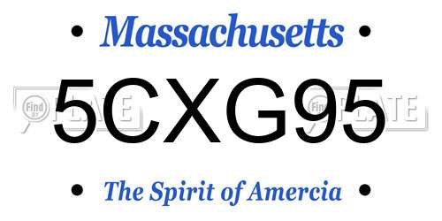 5CXG95 Massachusetts License Plate