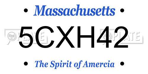 5CXH42 Massachusetts License Plate