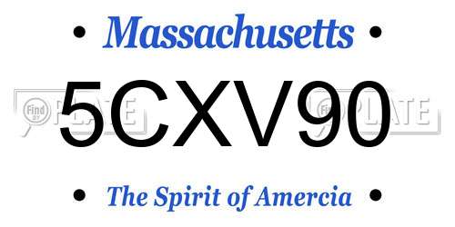 5CXV90 Massachusetts License Plate