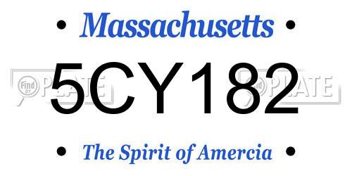 5CY182 Massachusetts License Plate